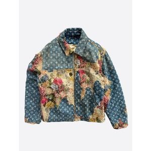 Louis Vuitton Blue Monogram Distressed Floral Workwear Jacket
